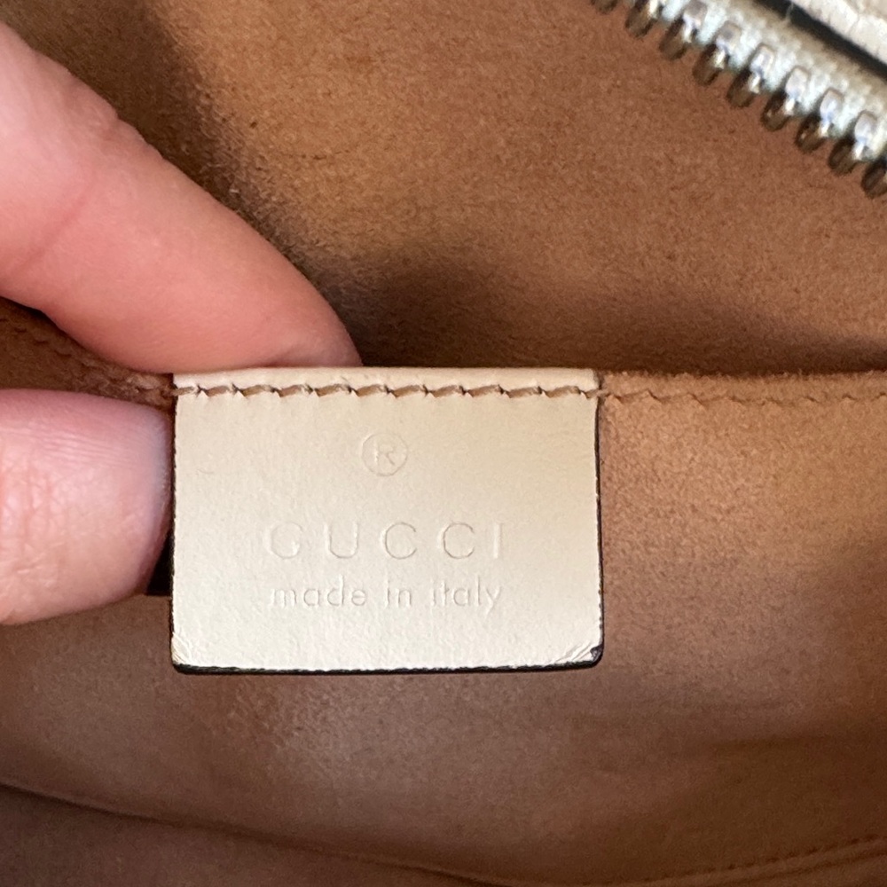 Gucci Beige Leather Crossbody with Gold Chain - Picture 10 of 14